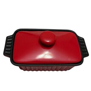 Crock-Pot Red Mini Casserole Dish w Lid 8" Loaf Baker Oven Safe